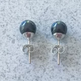 Shungite earrings beads on Sterling Silver Posts
