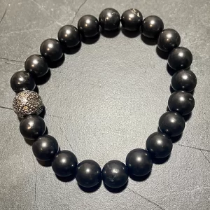 Shungite Bracelet with sterling silver bead