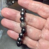 Shungite Bracelet with a Sterling Silver Bead Champagne