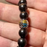 Shungite Bracelet with Silver Dragonfly Bead