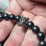 Shungite Bracelet with a Sterling Silver Bead Fox