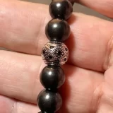 Shungite and Love Knot Sterling Silver Bead