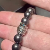 Shungite Bracelet with Sterling Silver Bead Snake