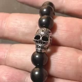 Shungite Bracelet with Sterling Silver Bead Skull Summer