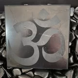 Shungite Tile Square 100 x 100 mm with Om Symbol Etching