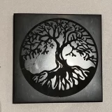 Shungite Tile Square 100 x 100 mm with Tree Of Life Symbol Etching