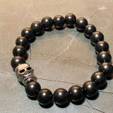 Shungite Bracelet With Sterling Silver Bead Skull