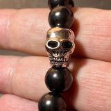 Shungite Bracelet With Sterling Silver Bead Skull