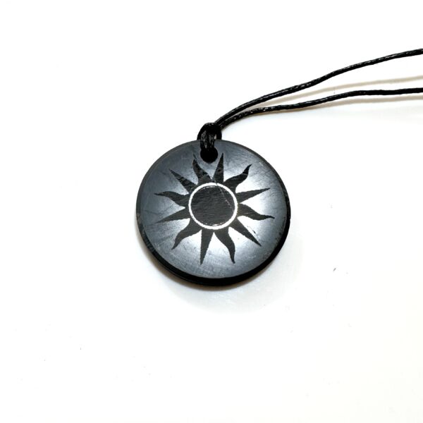 Shungite Pendant with sun engraving