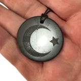 Shungite Pendant Star and Crescent