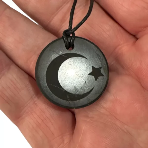 Shungite Pendant Star and Crescent