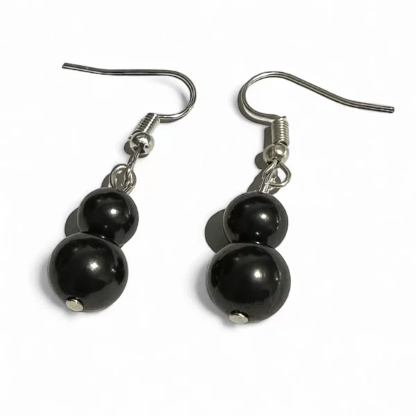 Shungite Earrings 2 Beads