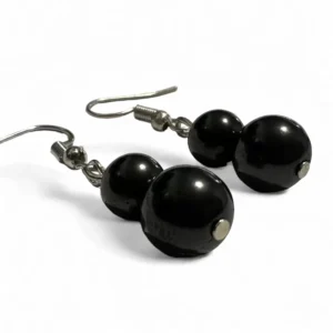 Shungite Earrings 2 Beads