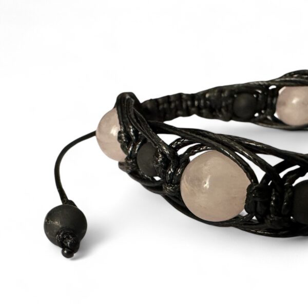 Shungite Bracelet Unpolished with Rose Quartz