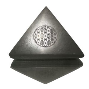 Shungite Flower Of Life Polished Pyramid