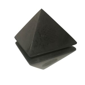 Shungite Flower Of Life Polished Pyramid